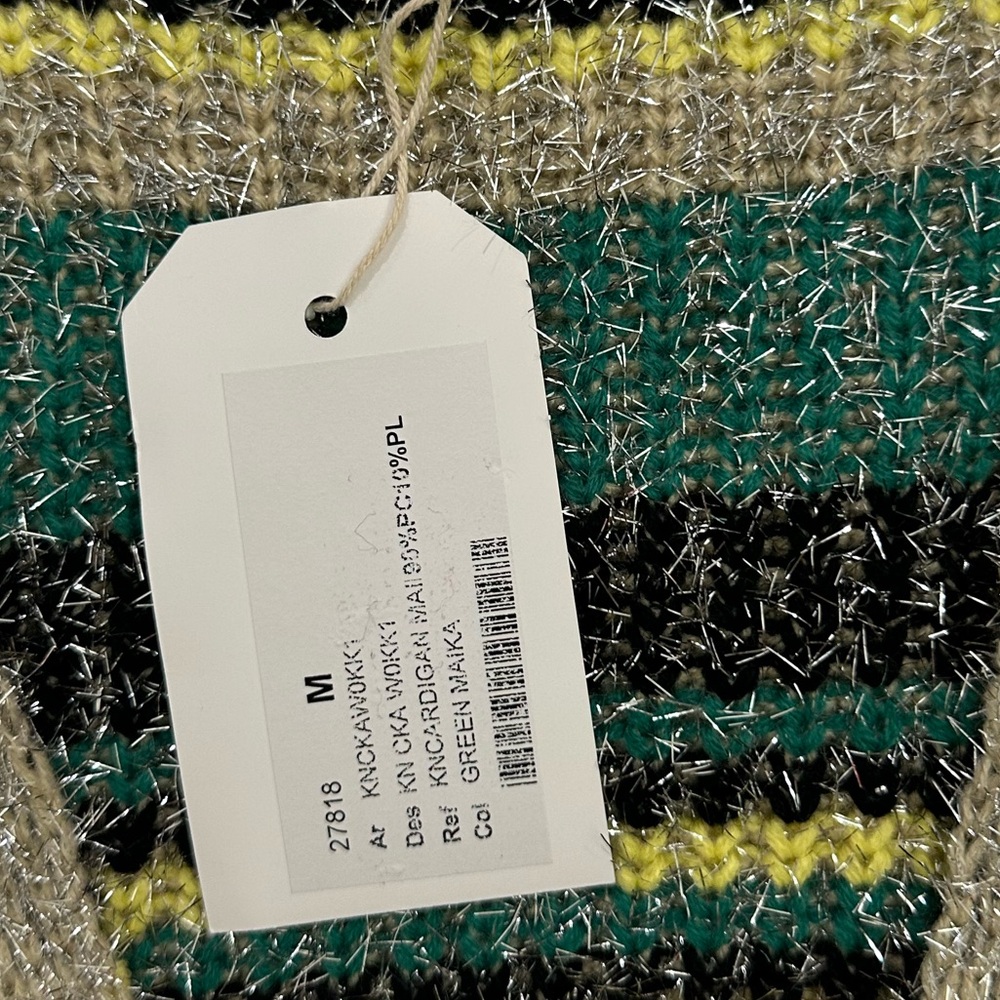 Anthropologie Vilagallo Metallic Fuzzy Knit Oversized Cardigan Sweater SZ Medium - Picture 9 of 11